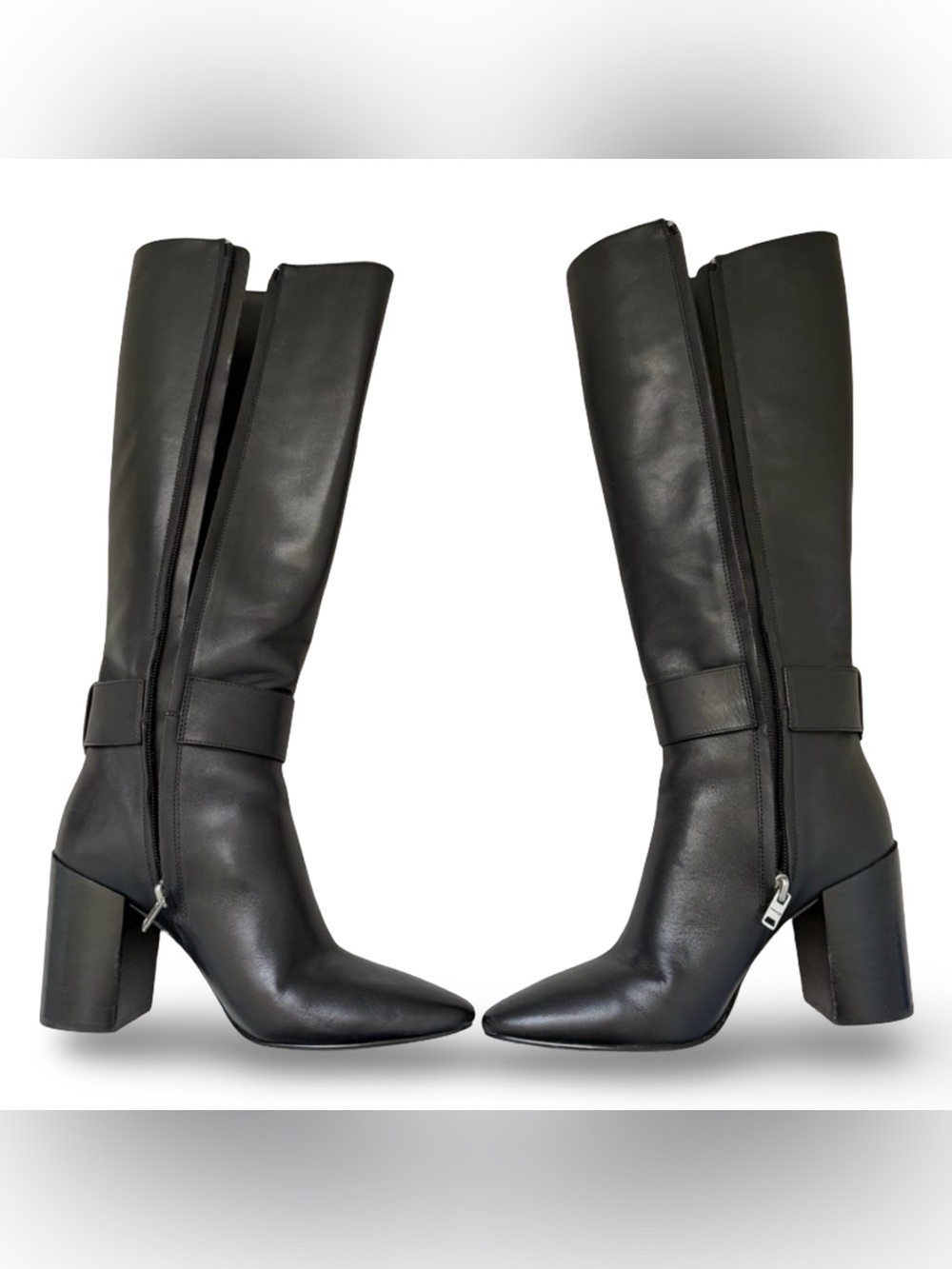 Coach Soho Buckle Leather Knee High Boots Evelyn Buckle Boots Black | G4435 - Picture 10 of 16